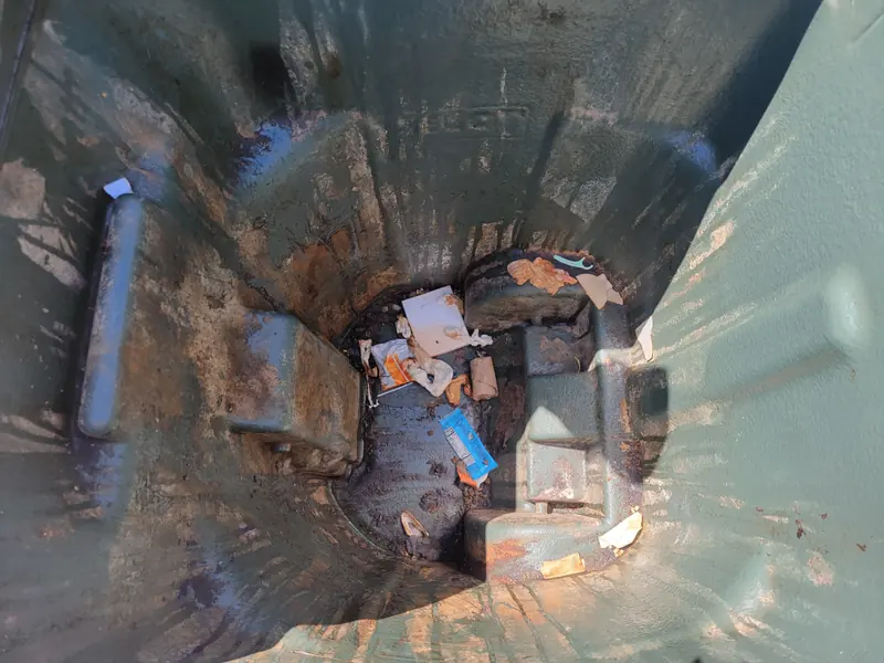 Before trash can cleaning - dirty and disgusting trash bin
